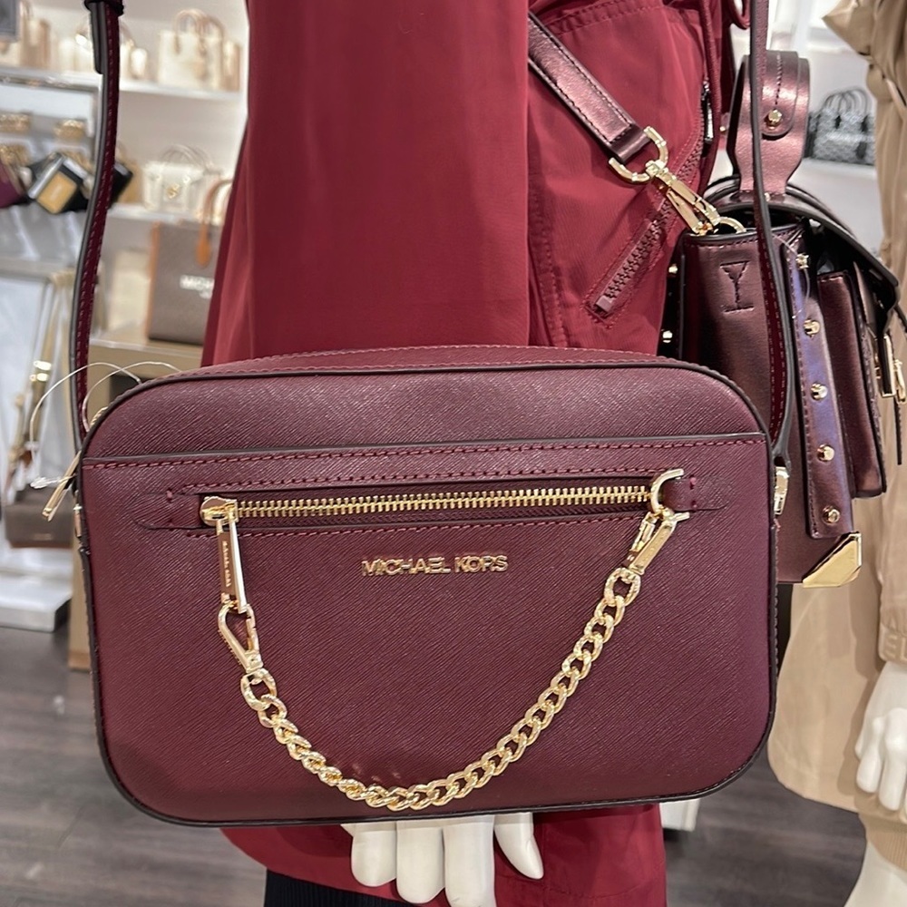 Michael Kors Jet Set Item Large East West Zip Chain Crossbody 
Merlot